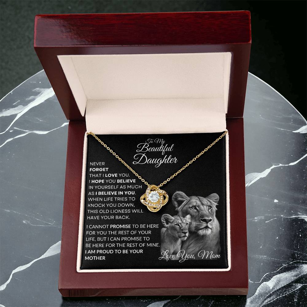 To My Beautiful Daughter - This Lioness Love Knot Necklace