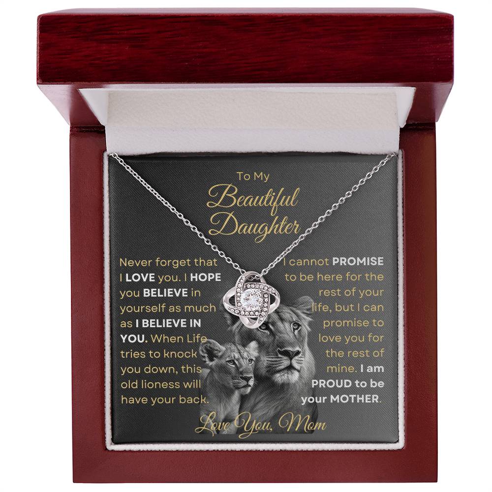 To My Beautiful Daughter - This Old Lioness Love Knot Necklace 3
