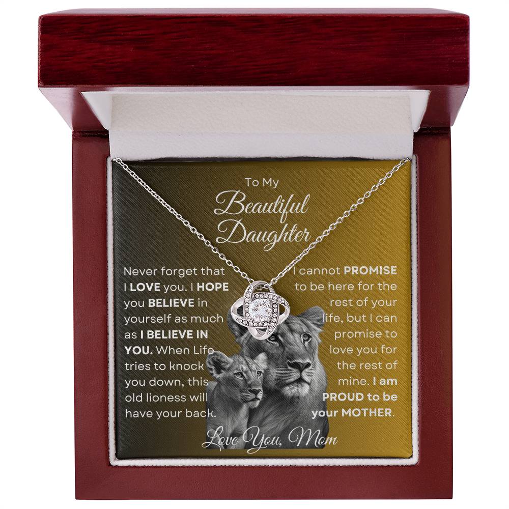 To My Beautiful Daughter - This Old Lioness Love Knot Necklace 2