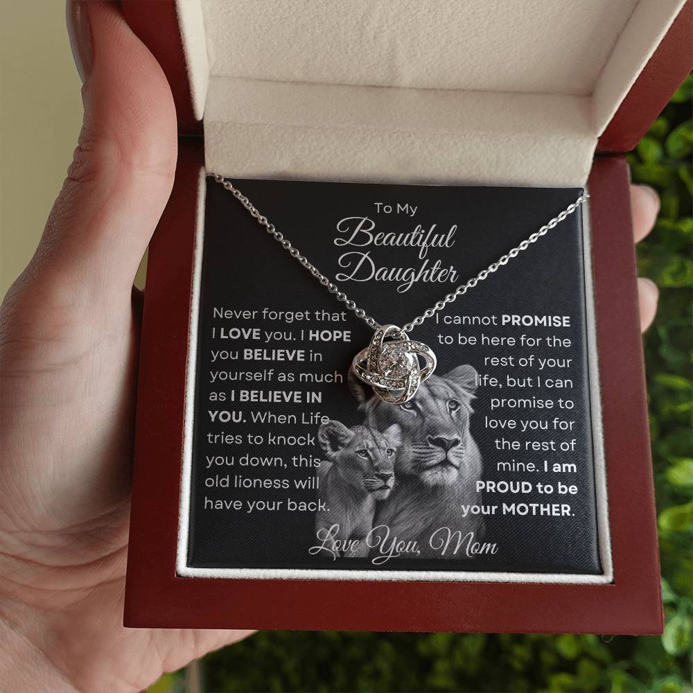 To My Beautiful Daughter - This Old Lioness Love Knot Necklace