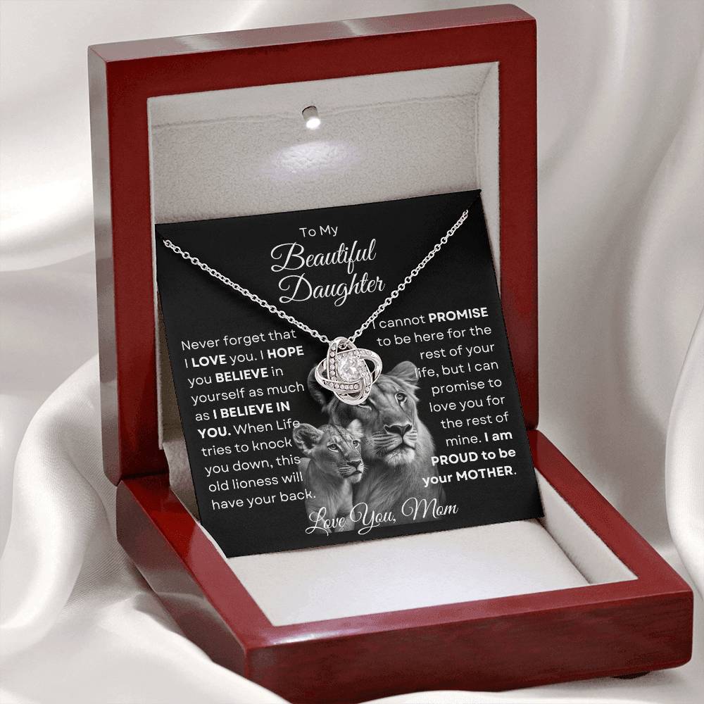 To My Beautiful Daughter - This Old Lioness Love Knot Necklace
