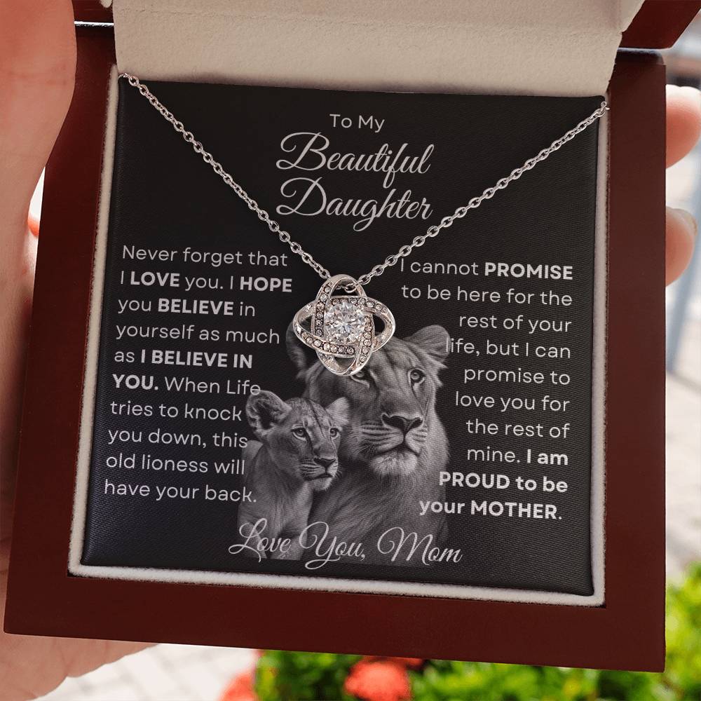 To My Beautiful Daughter - This Old Lioness Love Knot Necklace