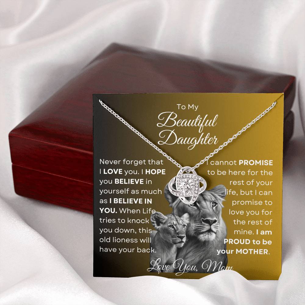 To My Beautiful Daughter - This Old Lioness Love Knot Necklace 2