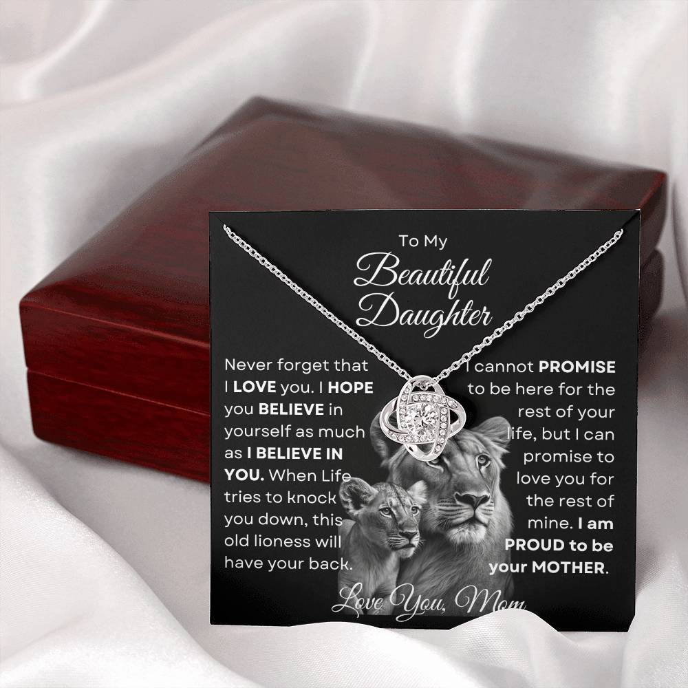 To My Beautiful Daughter - This Old Lioness Love Knot Necklace