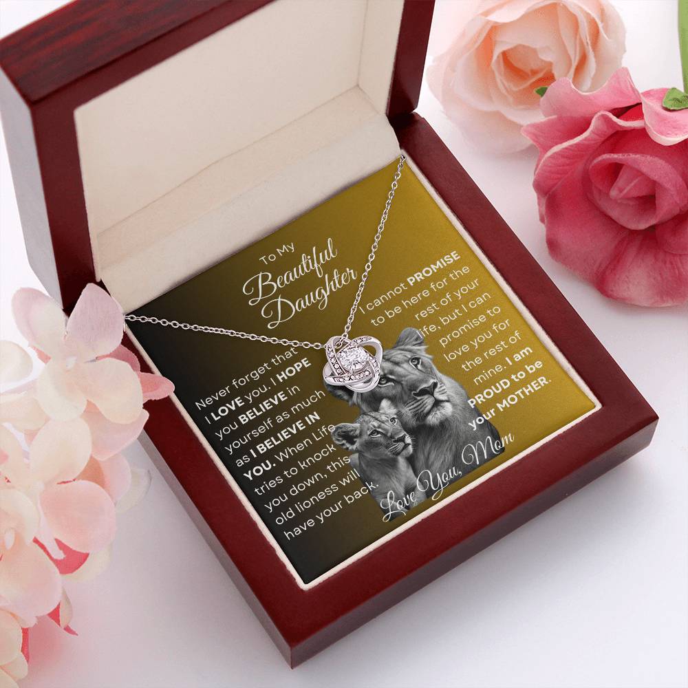 To My Beautiful Daughter - This Old Lioness Love Knot Necklace 2