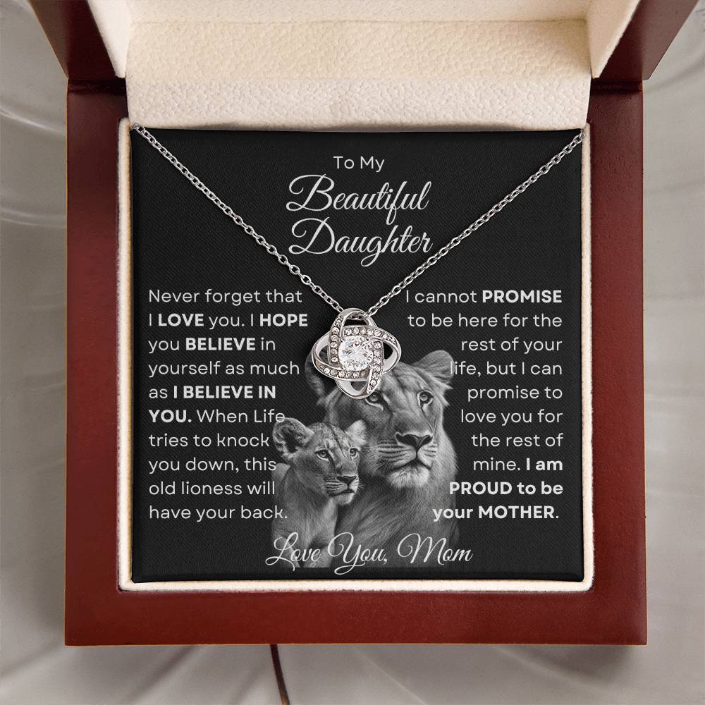 To My Beautiful Daughter - This Old Lioness Love Knot Necklace