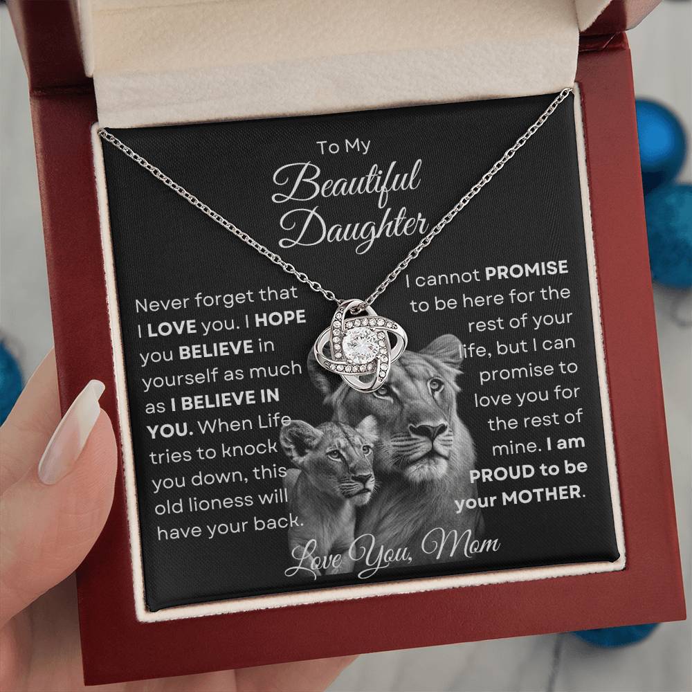 To My Beautiful Daughter - This Old Lioness Love Knot Necklace