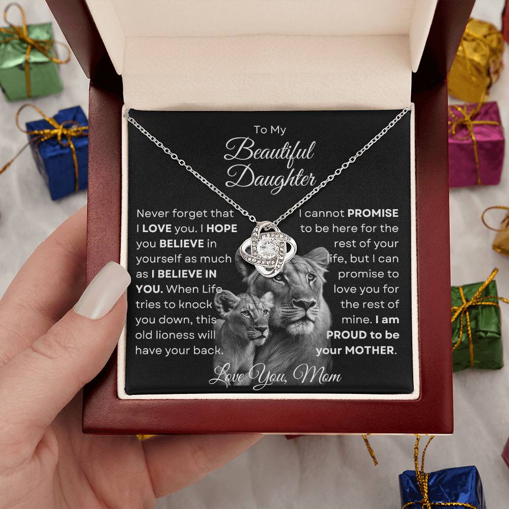 To My Beautiful Daughter - This Old Lioness Love Knot Necklace