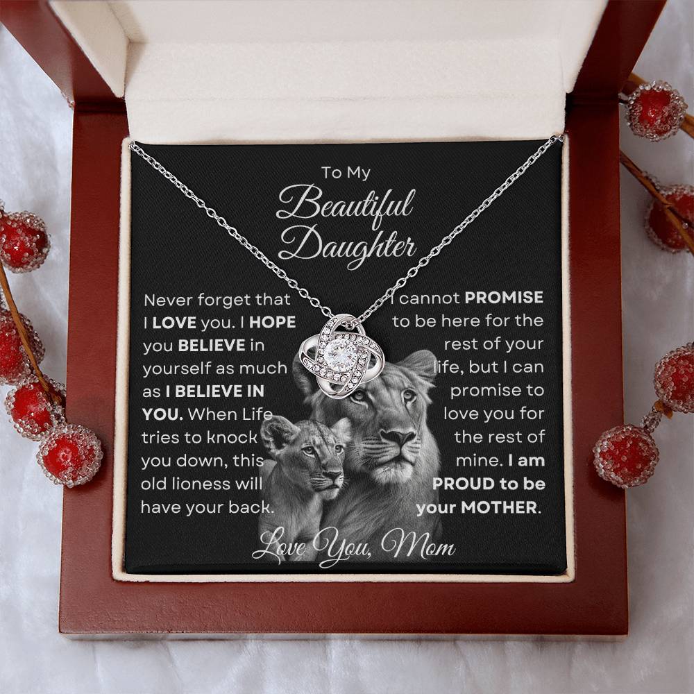 To My Beautiful Daughter - This Old Lioness Love Knot Necklace