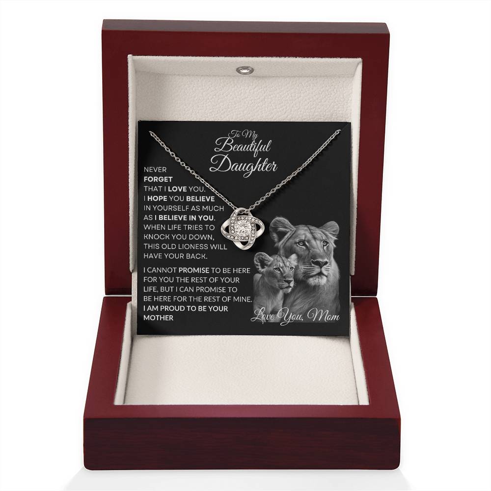 To My Beautiful Daughter - This Lioness Love Knot Necklace