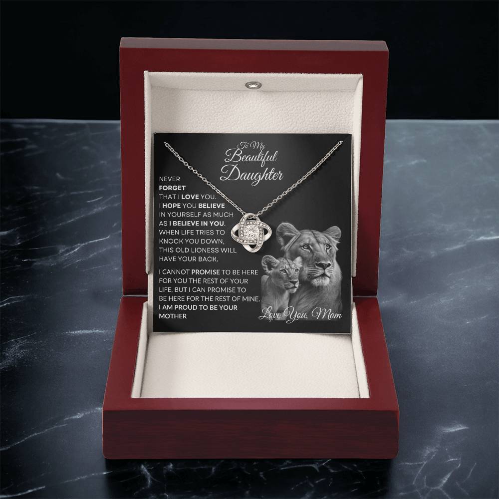 To My Beautiful Daughter - This Lioness Love Knot Necklace