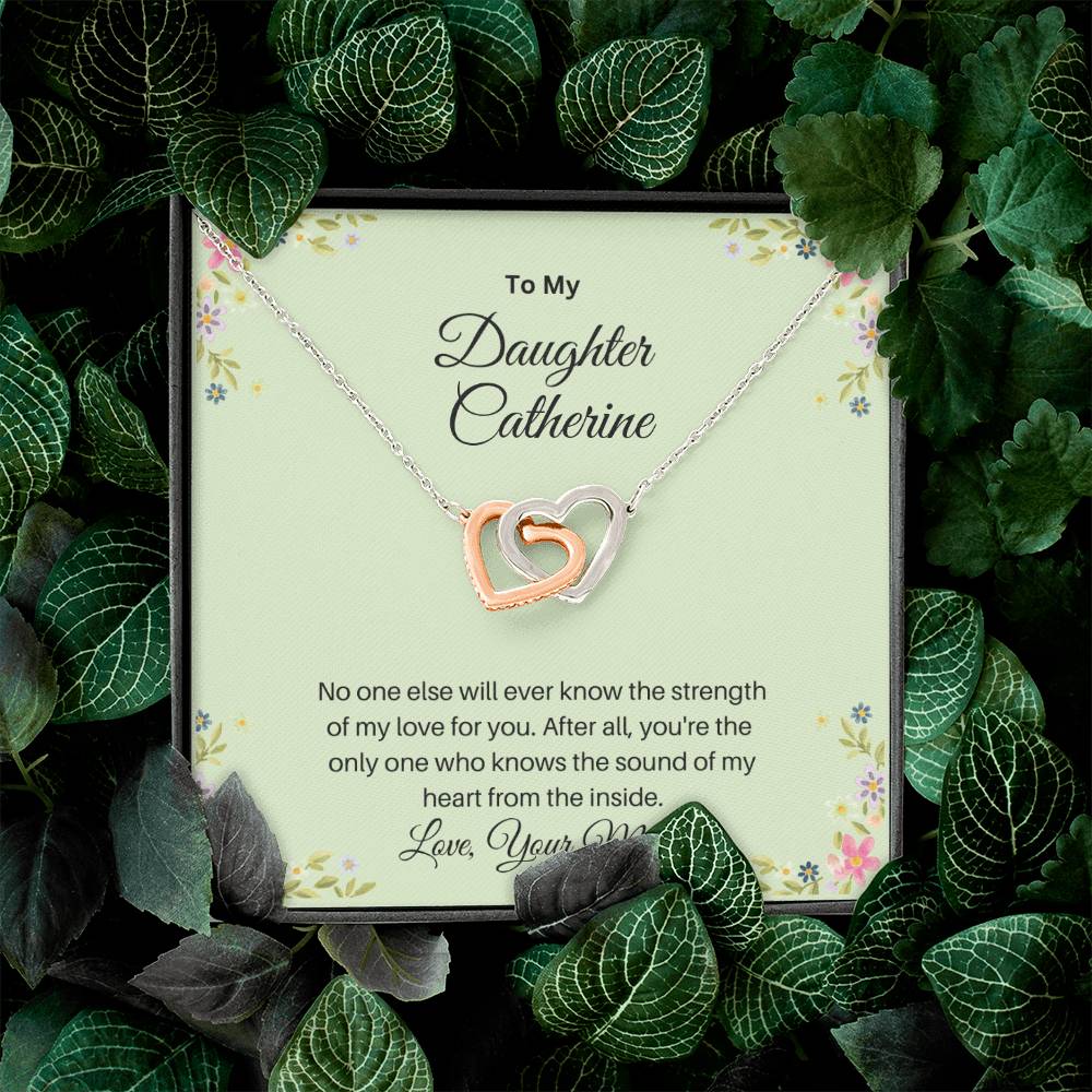To My Daughter/The Strength Of My Love/Personalized Interlocking Hearts Necklace