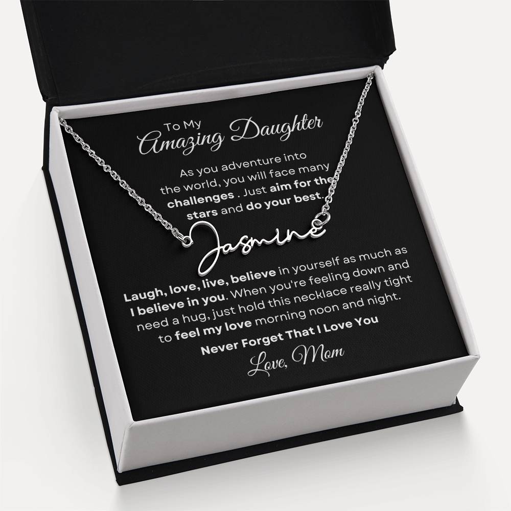 To My Amazing Daughter - Personalized Signature Style Name Necklace 2