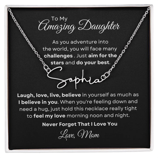 To My Amazing Daughter - Personalized Signature Style Name Necklace 2
