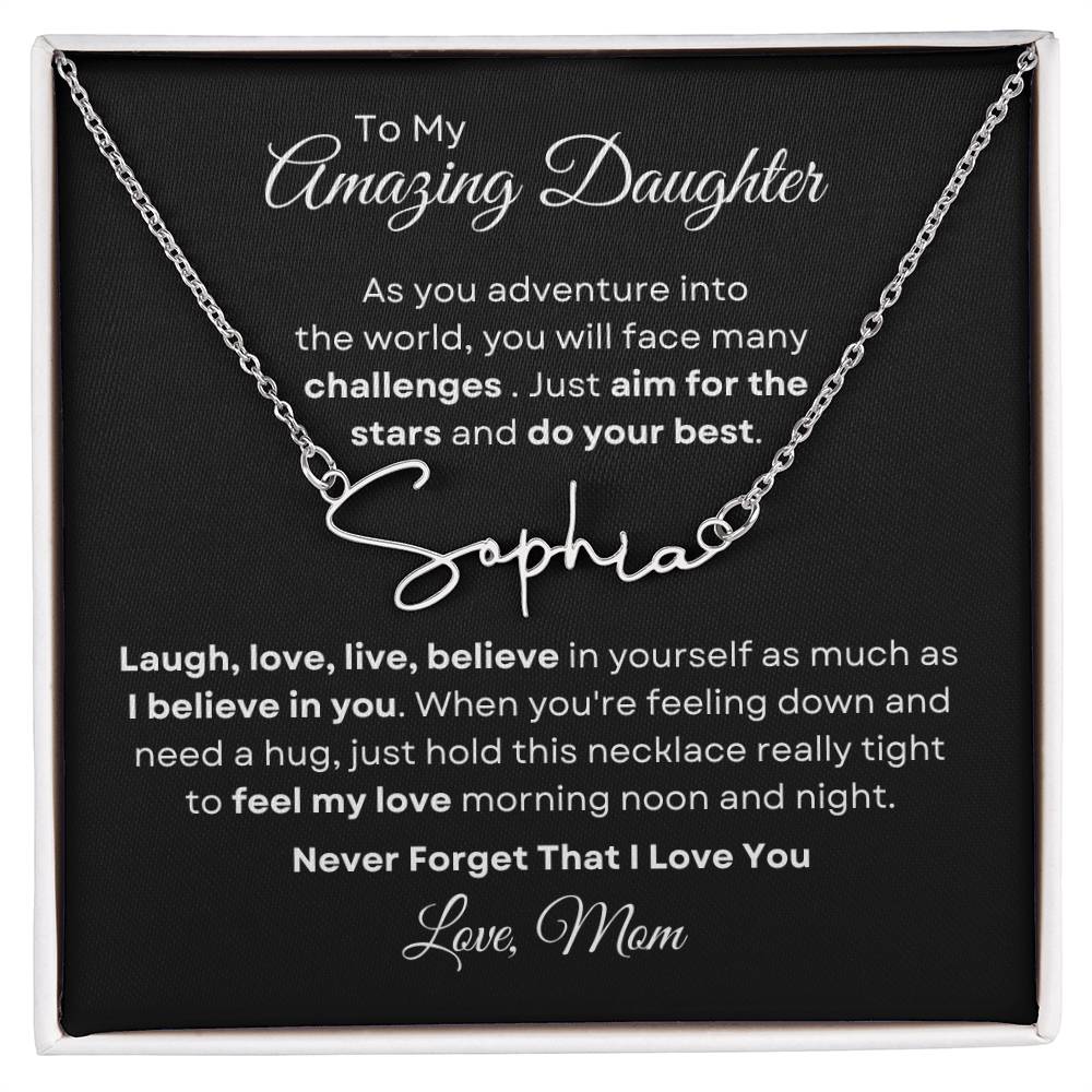 To My Amazing Daughter - Personalized Signature Style Name Necklace 2