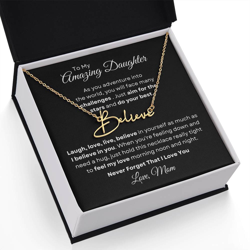 To My Amazing Daughter - Personalized Signature Style Name Necklace 2