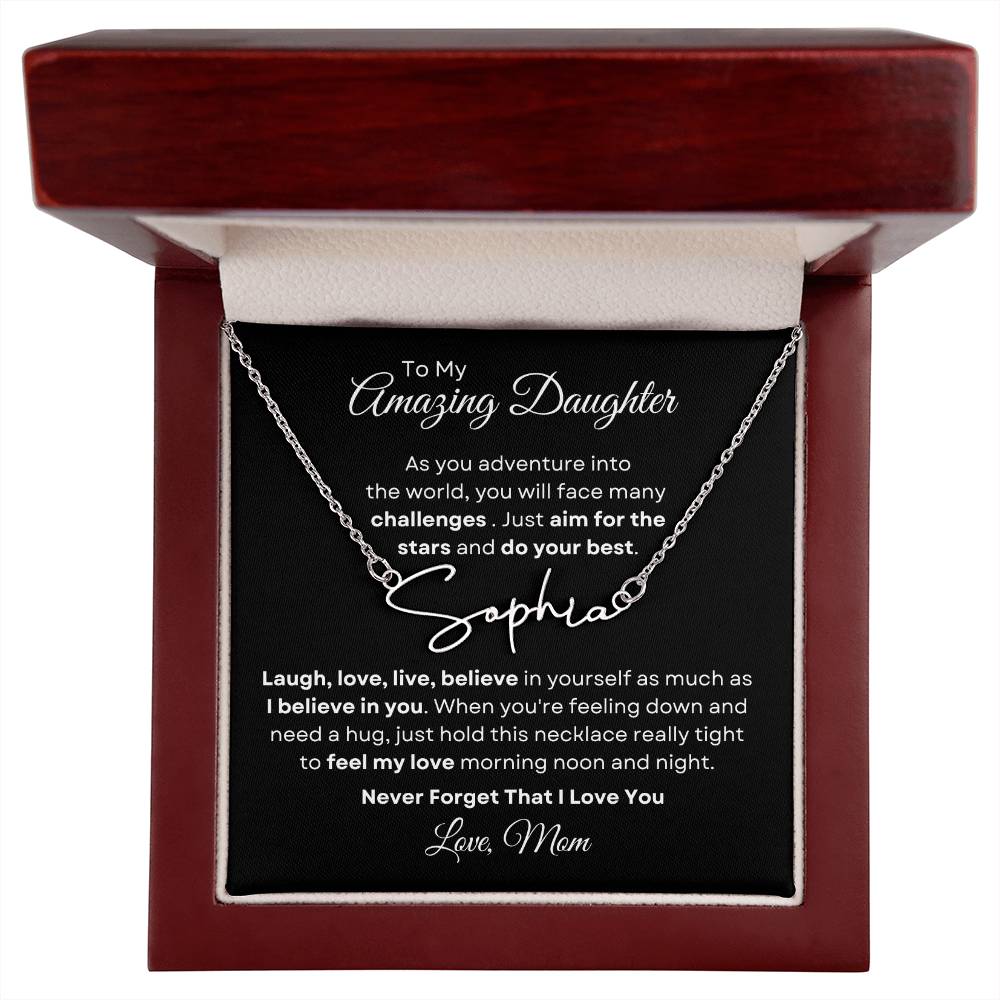 To My Amazing Daughter - Personalized Signature Style Name Necklace 2