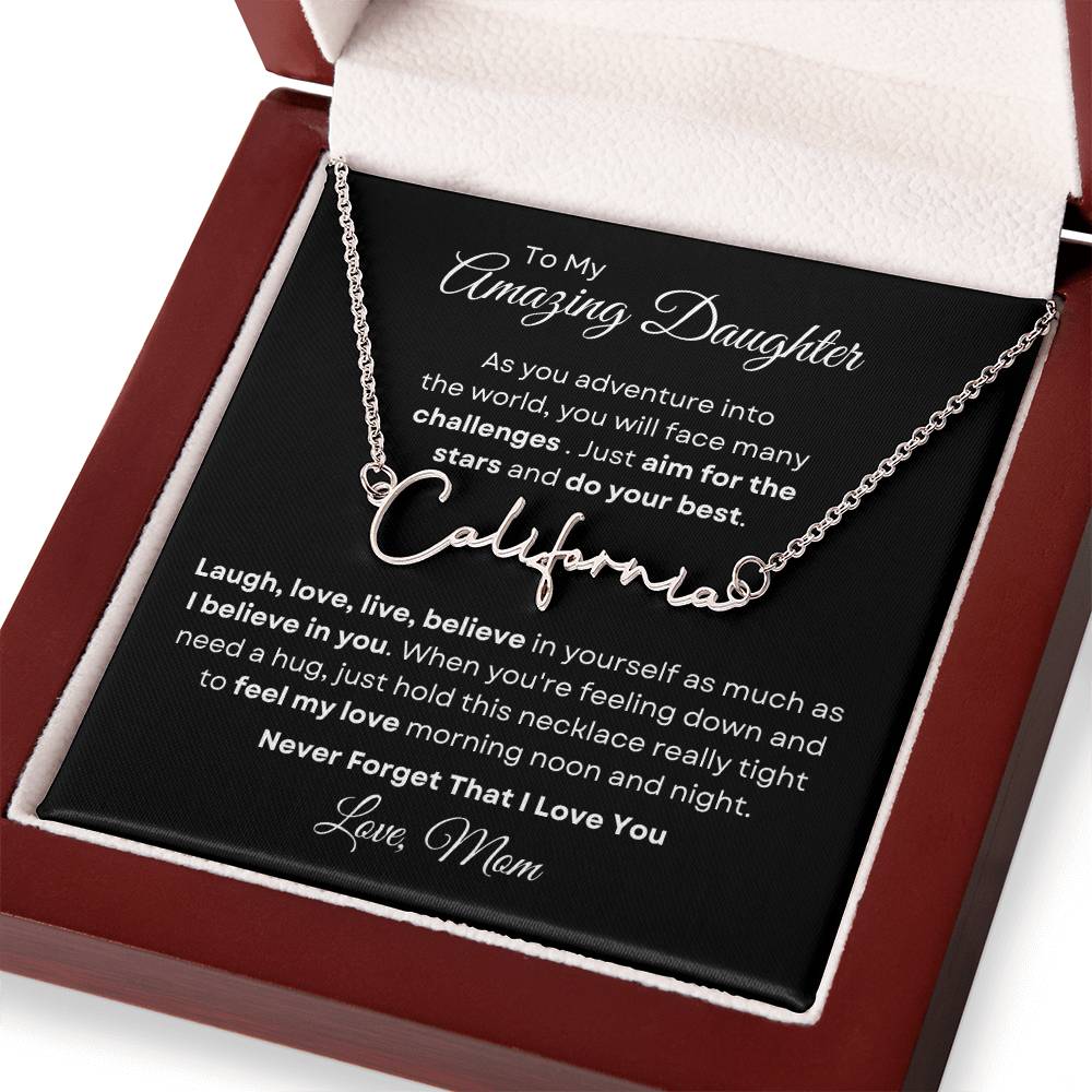 To My Amazing Daughter - Personalized Signature Style Name Necklace 2