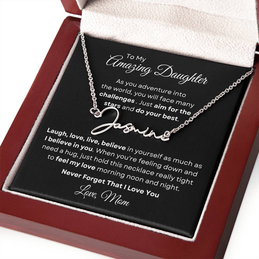 To My Amazing Daughter - Personalized Signature Style Name Necklace 2
