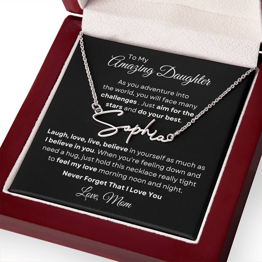 To My Amazing Daughter - Personalized Signature Style Name Necklace 2