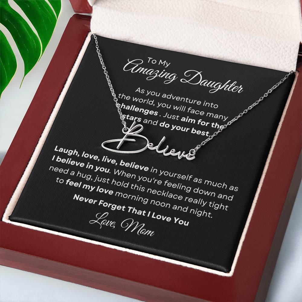 To My Amazing Daughter - Personalized Signature Style Name Necklace 2