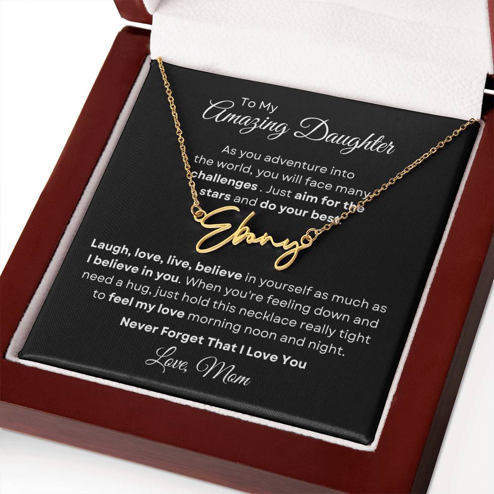 To My Amazing Daughter - Personalized Signature Style Name Necklace 2