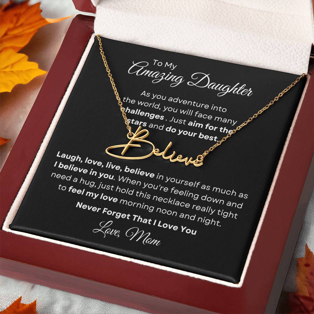 To My Amazing Daughter - Personalized Signature Style Name Necklace 2