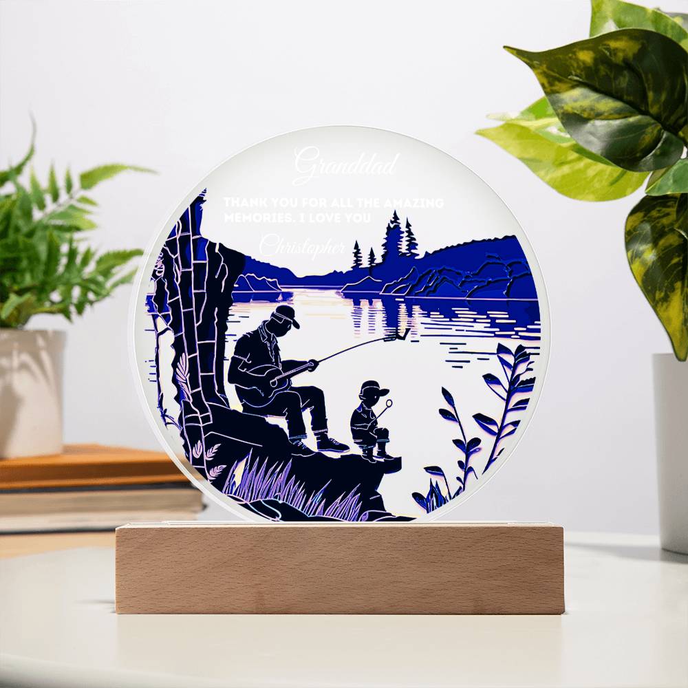 Custom Personalized Round Acrylic Plaque with Wooden or LED Base - Thank You For All The Amazing Memories - Gift for Dad, Grandfather, Son