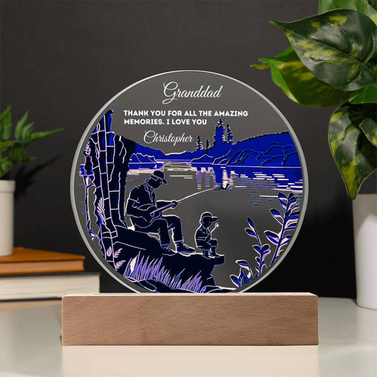 Custom Personalized Round Acrylic Plaque with Wooden or LED Base - Thank You For All The Amazing Memories - Gift for Dad, Grandfather, Son