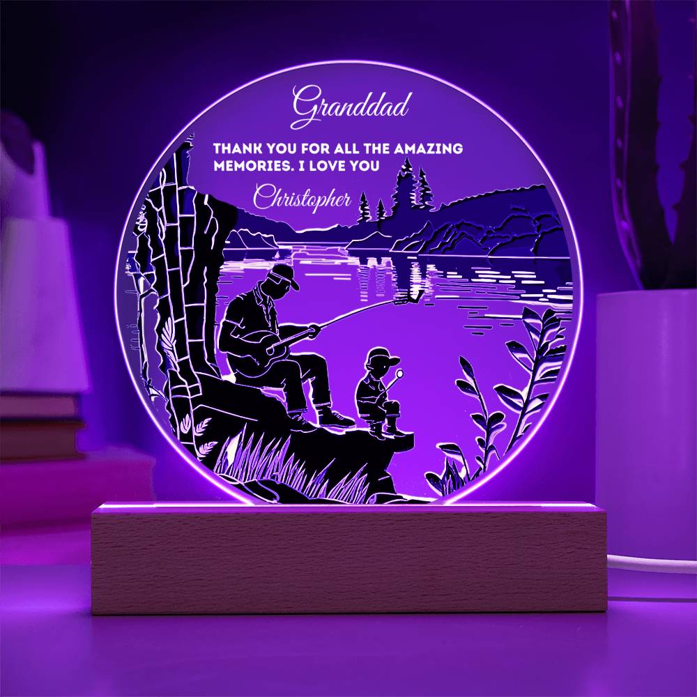 Custom Personalized Round Acrylic Plaque with Wooden or LED Base - Thank You For All The Amazing Memories - Gift for Dad, Grandfather, Son