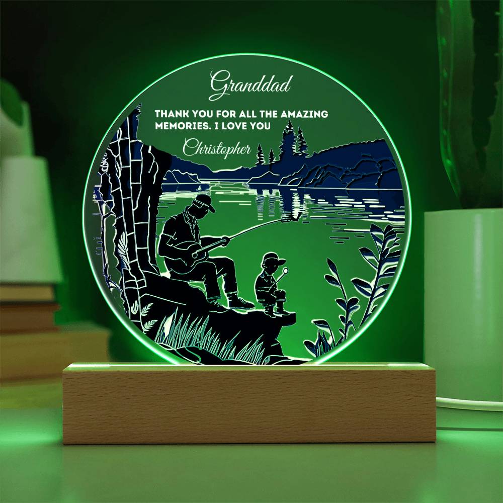 Custom Personalized Round Acrylic Plaque with Wooden or LED Base - Thank You For All The Amazing Memories - Gift for Dad, Grandfather, Son