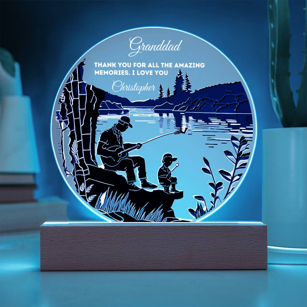 Custom Personalized Round Acrylic Plaque with Wooden or LED Base - Thank You For All The Amazing Memories - Gift for Dad, Grandfather, Son