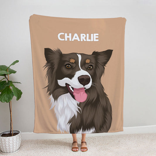 Custom Hand Drawn Dog Portrait Blanket