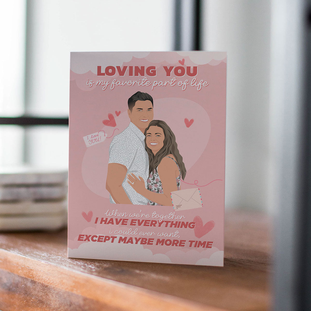 Custom "Loving You" Valentines Day Card Personalized with Your Hand-Drawn Portrait.