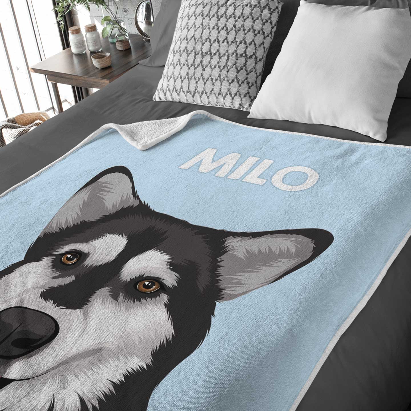 Custom Hand Drawn Dog Portrait Blanket