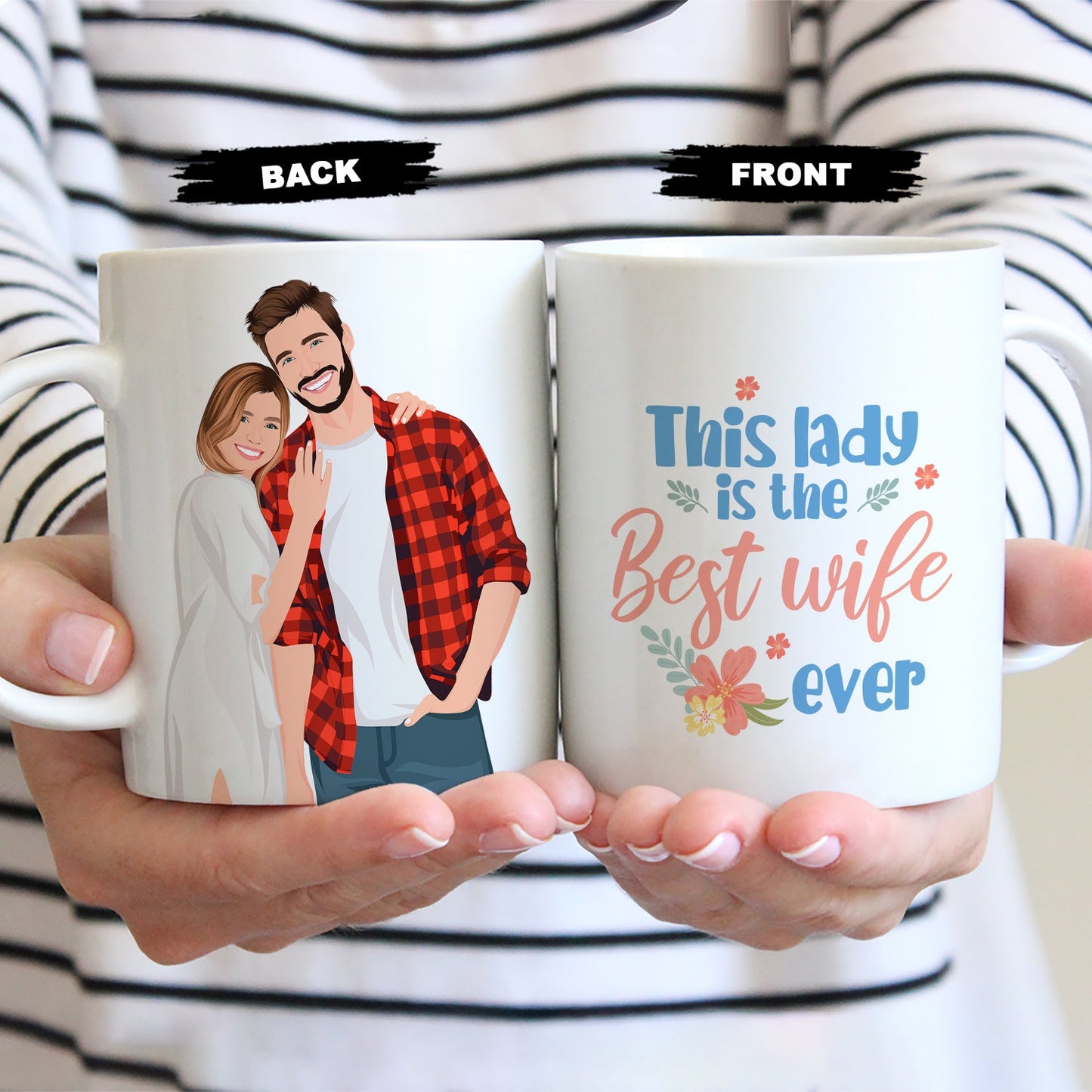 Custom Best Wife Ever Coffee Mug Personalized with Hand-Drawn Portrait