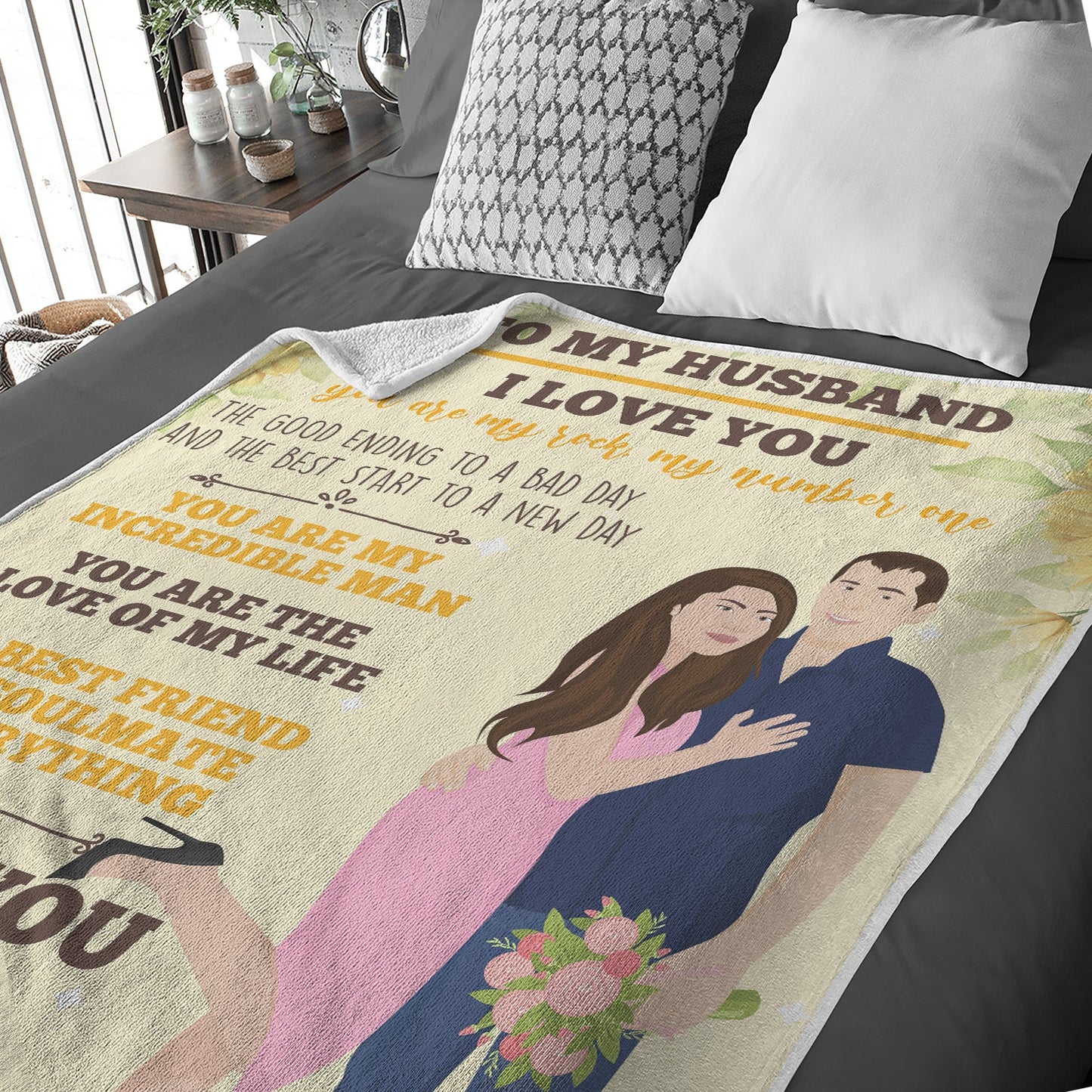 To My Husband Personalized Blanket