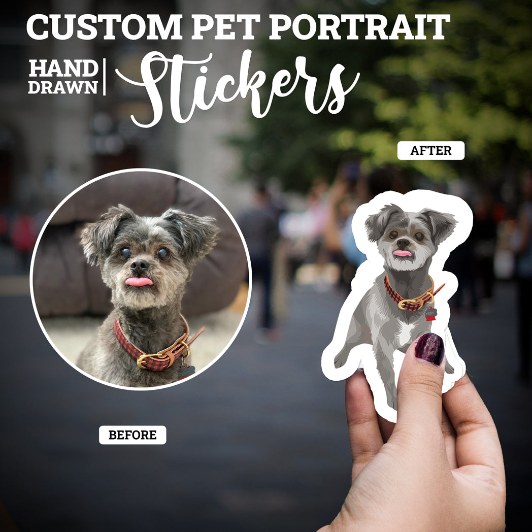 Custom Hand-Drawn Pet Portrait Stickers