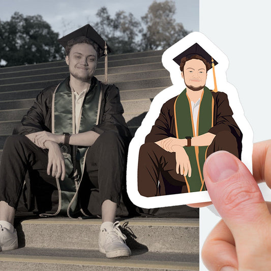 Custom Hand-Drawn Graduation Photo Stickers