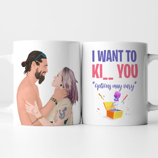 Custom I Want to Ki__  You Results May Vary Hand-Drawn Personalized Mug For Girlfriend, Soulmate, Boyfriend, Wife, Husband
