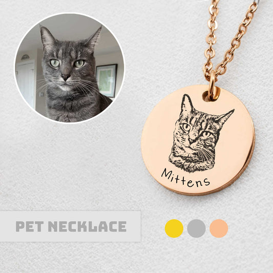 Custom Engraved Pet Portrait Necklace