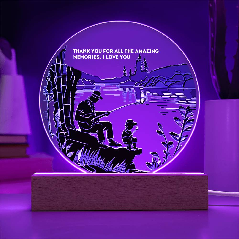 Custom Personalized Round Acrylic Plaque with Wooden or LED Base - Thank You For All The Amazing Memories - Gift for Dad, Grandfather, Son